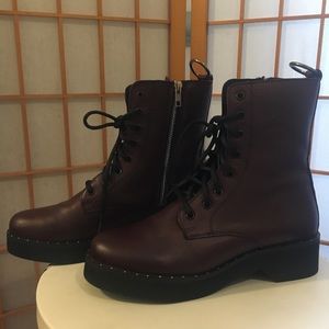 Burgundy Combat Boots